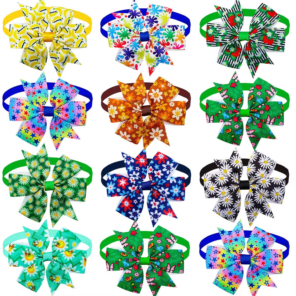 50PCS Summer Small Dog Bow Tie for Dogs Pets Bows for Small Dogs Grooming Hair Bows Pets Accessories for Dogs