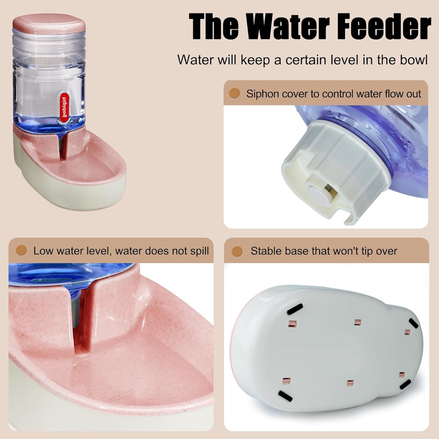 Automatic Pet Feeder Small&Medium Pets Automatic Food Feeder and Waterer Set 3.8L, Travel Supply Feeder and Water Dispenser for Dogs Cats Pets Animals (Pink)