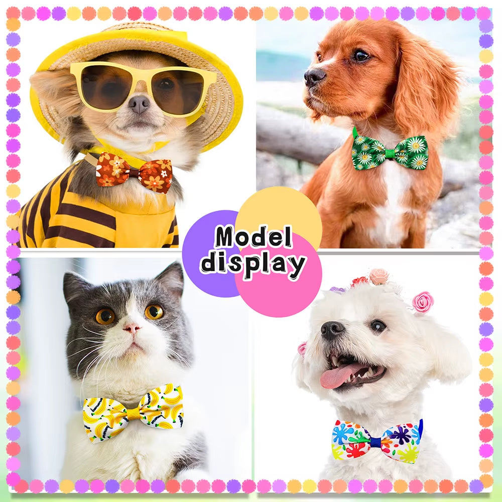 50PCS Summer Small Dog Bow Tie for Dogs Pets Bows for Small Dogs Grooming Hair Bows Pets Accessories for Dogs