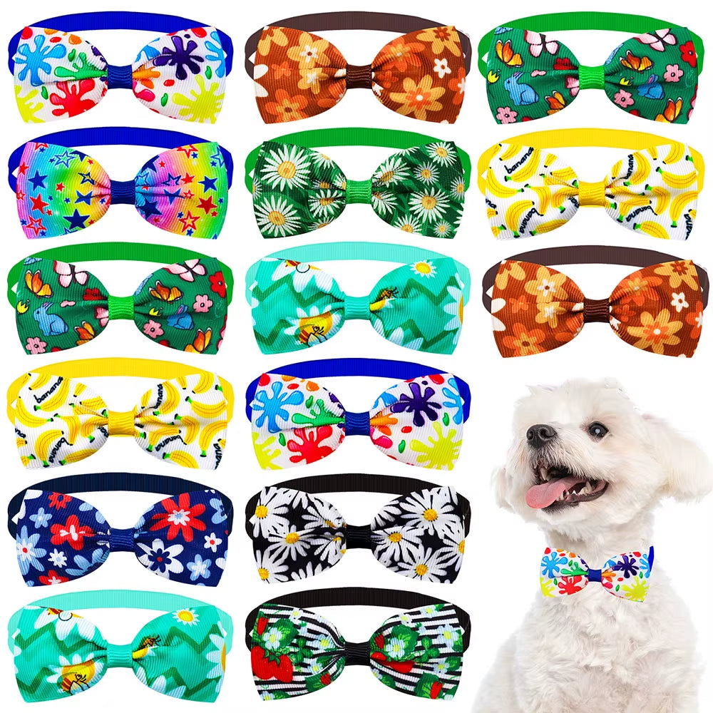 50PCS Summer Small Dog Bow Tie for Dogs Pets Bows for Small Dogs Grooming Hair Bows Pets Accessories for Dogs