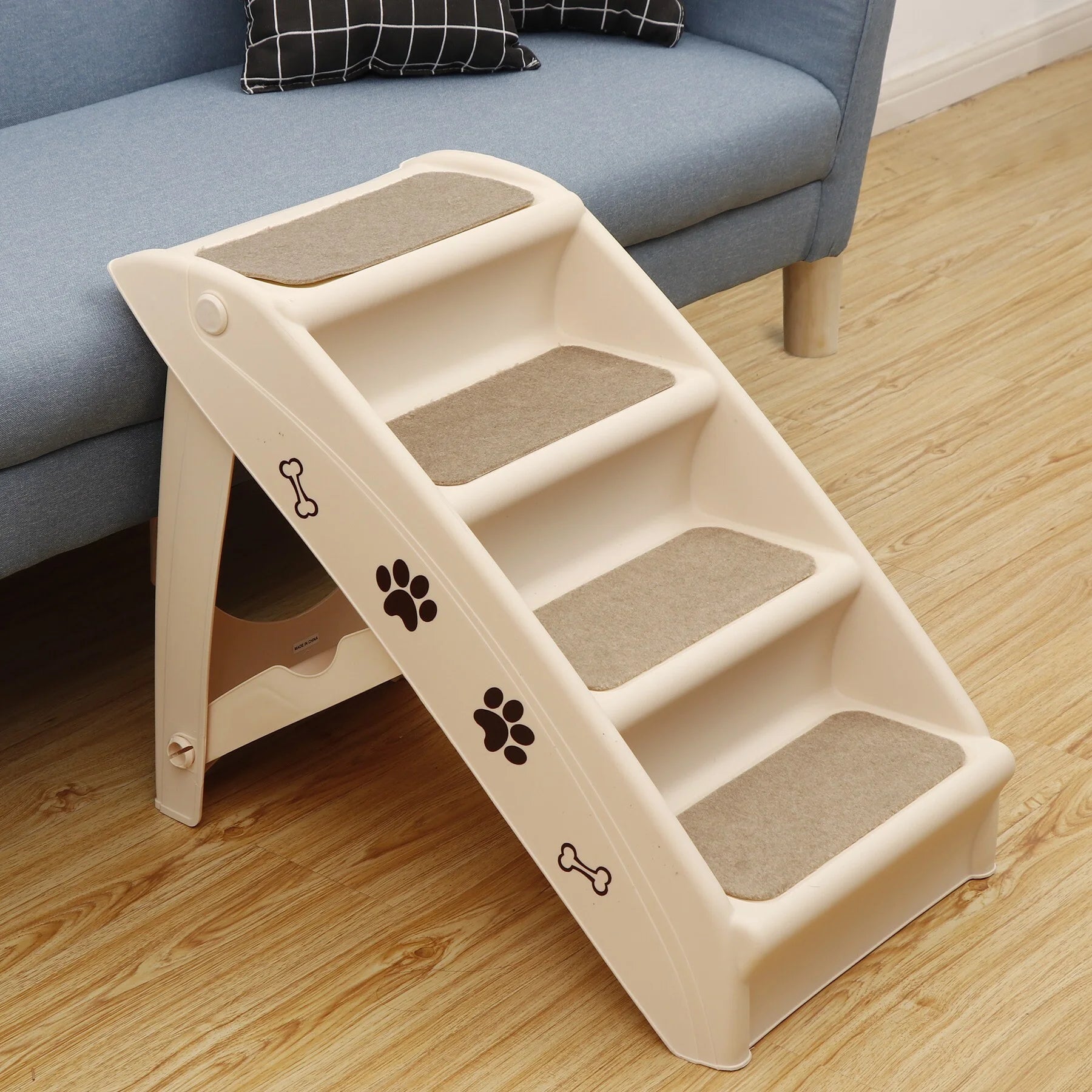 4 Steps Pet Stairs Ladder Washable Foldable Steps for Dogs and Cats