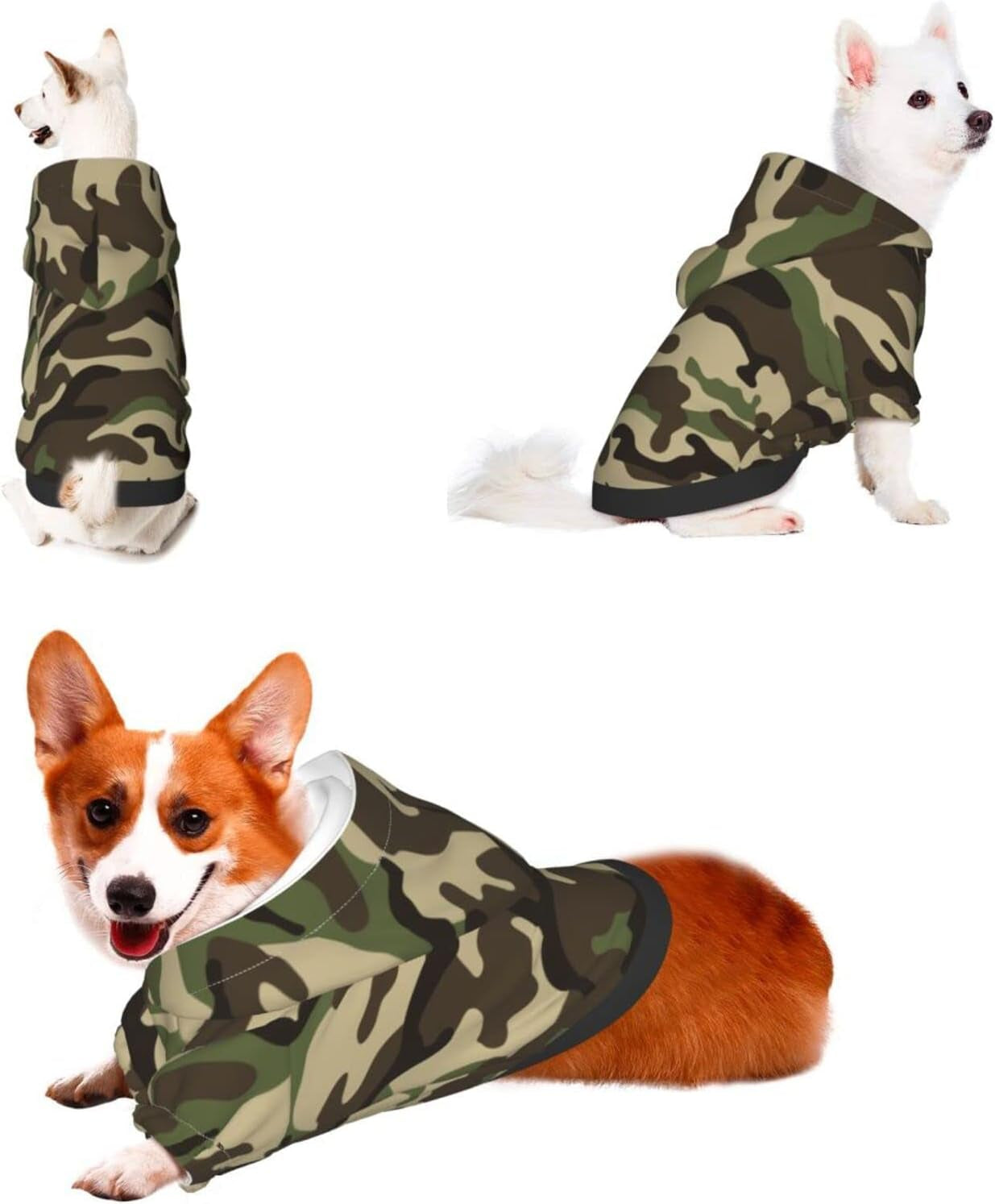 Camo Small Durable Dog Coat Camo Costume Pet Winter Sweatshirt Puppy Clothes Camo Dog Hoodies for Small Dogs Pets