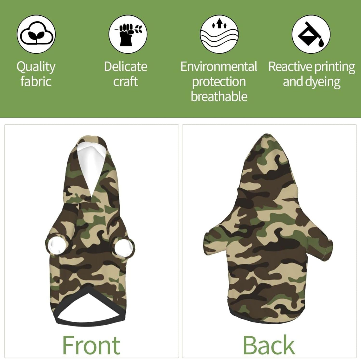Camo Small Durable Dog Coat Camo Costume Pet Winter Sweatshirt Puppy Clothes Camo Dog Hoodies for Small Dogs Pets